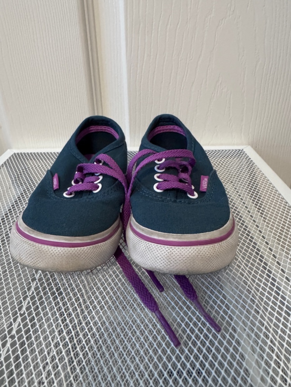 Vans Kids Navy Canvas Sneakers with Purple Laces